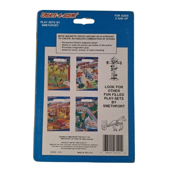 Create a Scene Magnetic Farm Travel Play Lamb Horse Foal Cow Tractor USA 90s - Picture 3 of 9